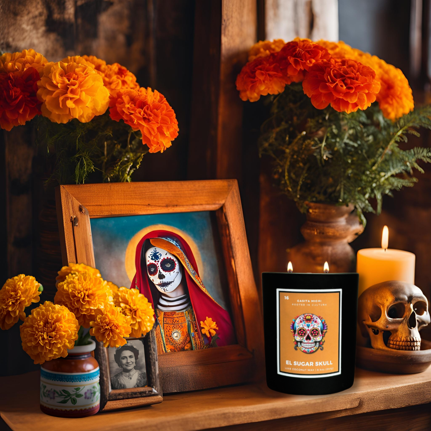 El Sugar Skull | Día de los Muertos Lotería Candle